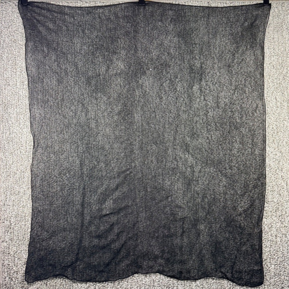 Sheer Black Chiffon Scarf 26x30 Lightweight Vintage Style 50s Whimsy‎ Goth Fairy
